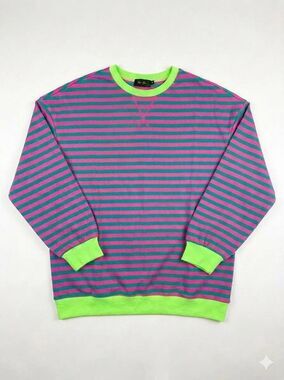 ☔️🔹️NWT Neon & Striped Drop Shoulder Oversized Sweatshirt Medium